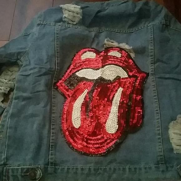 Jackets & Blazers - new Distressed jean jacket rolling stones